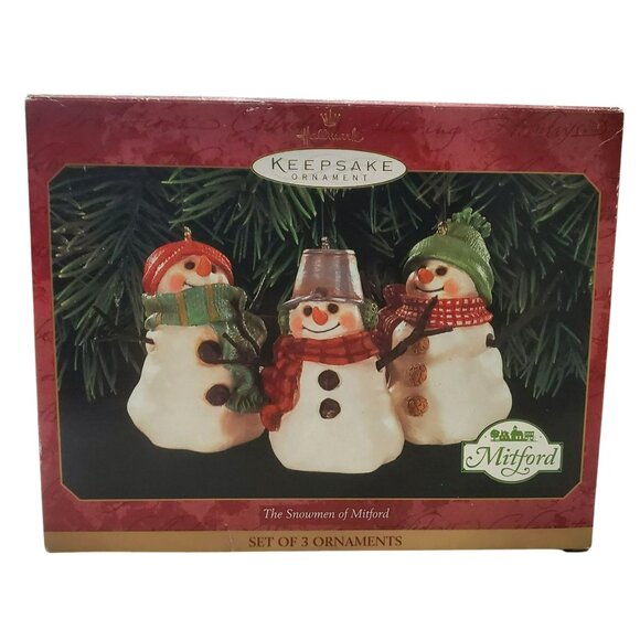 3 Hallmark Keepsake Snowmen Of Mitford Ornaments Christmas Holiday Snowman 1999 - Picture 10 of 12